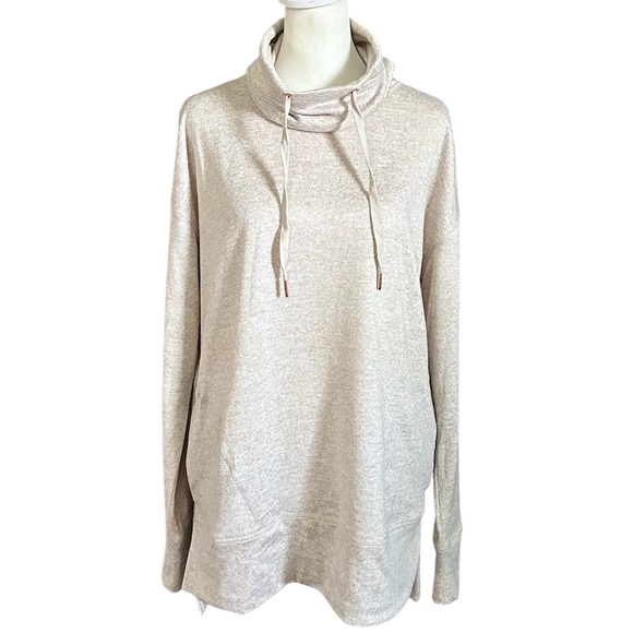 Old Navy Funnel Neck Tunic High Low Pullover Sweater Tan Size Medium - Picture 1 of 11